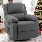 Korser Recliner Chair, 360 Swivel Rocker Chair for Adults, Small Rocking Recliner for Small Spaces, Upholstered Fabric Glider Recliner Nursery Chair with Side Pockets for Living Room, Nursery