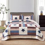 VISIMISI Cotton Bedding Quilt Sets 3 Pieces Reversible Coverlet Sets All Season Boys Real Patchwork Bedspread,Star Pattern,Queen Size