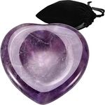 Yeesabella Amethyst Crystal Thumb Worry Stone Heart Shape Healing Crystals Gifts for Women Beginner Anxiety Healing Crystals Stress Relief Polished Pocket Palm Stone for Meditation Reiki Healing