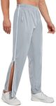 AIFARLD Tear Away Pants for Men Side Zippers Mens Sweatpants with Pockets for Basketball Knee/Leg Post-Surgery, Grey, Large