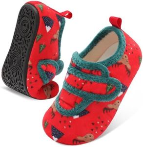 LeIsfIt Toddler Slippers Boys Girls House Shoes Soft Warm Kids House Slippers Slip on Cozy Bedroom Sock Shoes Non-slip Indoor Outdoor Slipper Shoe, Red 3.5-4.5 Infant