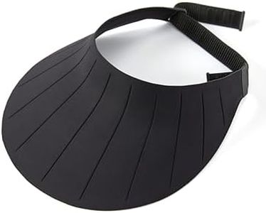 Sun Visor Hat for Women & Men 4" Wide Brim Golf Beach Simplicity Foldable Roll-up Ponytail Hat with Hook & Loop Closure, Black