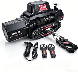 XYCLE 13500lbs Electric Winch 12V IP68waterproof Off-Road Vehicle Rescue winchs with2wireless Remote Controls and1/2"Synthetic Rope Suitable for Towing SUVs,Loggers,Trucks,Trailers,Jeeps,4WD(Black)