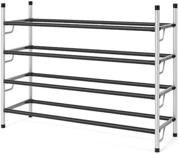 4-Tier Long Shoe Rack for Closet & Bedroom, Wide Sturdy Metal Shoe Storage Shelf, Free Standing Shoe Organizer for Entryway, Zapatera para Closet, Shoe Storage Organizer for Shoes, Black Shoe Rack
