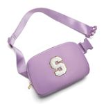 Gitus Birthday Gifts for 8 9 10 11 12 13 Year Old Girls Personalized Fanny Pack Crossbody Bags with Initial Letter Patch Belt Bag for Teen Girls Cute Trendy Stuff Travel Essentials, Lavender, S