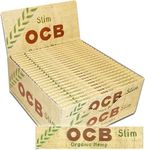 OCB France Auth. Seller RATTAN EXPO OCB ORGANIC HEMP SLIM King size Rolling Papers Cigarette Papers Smoking Papers Pack of (25) - 32 papers each