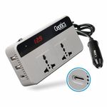 Ceptics 200W Car Laptop Charger/Power Inverter with 2 USB(3.1A Max) + 1 C Type(1 * 18W PD) Smart USB Charging Ports, 12V DC to 220V AC, 2X Universal AC Outlet, Grey, 18 Months Warranty