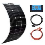 XINPUGUANG Flexible Solar Panel 100W 12V Monocrystalline Solar Kit Hightweight Module, 10A Charge Controller,Extension Cable for RV Boat Cabin Car (100W-1)