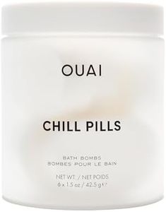 OUAI Chill Pills - Bath Bombs Scented with Jasmine and Rose - Safflower, Hemp Seed & Jojoba Oil to Improve Texture, Calm & Moisturize Dry Skin - Includes 6 Relaxing Bath Bombs (1.5 Oz Each)