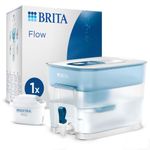 BRITA Flow XXL Water Filter Tank (8.2L) incl. 1x MAXTRA PRO Pure Performance cartridge - fridge-fitting dispenser for families and offices - (Blue 2)