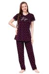 TIGYWIGY Women's Cotton Graphic Printed Maternity Pajama Set Pack of 1 Top and 1 Pajama (1900_Wine, X_Large)