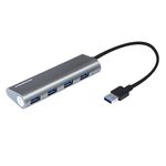 Kingwin 4-Port Powered USB 3.0 Hub Aluminum Portable Data Hub for MacBook, Mac Pro/Mini, iMac, Chromebook, Surface Pro, USB Flash Drives, Notebook PC, XPS, Mobile SSD, and More [Space Grey] KSG-400