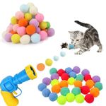 Interactive Cat Toys, Cat Ball Toy Launcher,Cat Ball Gun with 100pcs Soft Pom Pom Balls,Plush Ball Shooting Gun for Cats,Cat Fetch Toys for Indoor Pet Cat Exercise Training Chasing (100 PCS, style1)