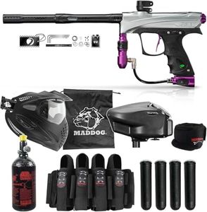 Maddog DYE CZR+ Full Auto Electronic Paintball Gun Marker Elite Starter Package | Thermal Anti-Fog Paintball Mask, HPA Tank, Empire Halo Too Loader, Neck Protector, Pro Paintball Harness & Pods - Grey