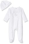 Little Me Baby-Girls Unisex-babyUnisex Baby 2 Piece Footie and Cap Set Long Sleeve Footie - White - 3 Months