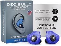 Decibullz - Custom Molded Earplugs, 31dB Highest NRR, Comfortable Hearing Protection for Shooting, Travel, Swimming, Work and Concerts (Blue)