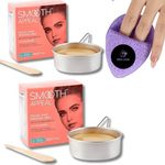 Smooth Appeal Facial Wax Hair Remover Bundle - Includes Smooth Appeal Original Peel Off Wax (2 Pack) & Reusable Exfoliating Finger Puff by BVO Luxe | Effective At-Home Hair Removal Kit