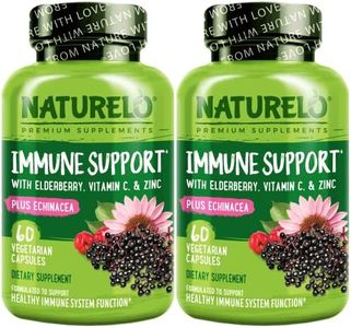 NATURELO Immune Support – Vitamin C, Elderberry, Zinc, Echinacea – Natural Immunity Boost w/Antioxidant, Herbal & Mineral Defense - Twin Pack - 120 Vegan Capsules