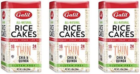 Galil Ultra-Thin Rice Cakes with Chia & Quinoa Pack of 3 | All-Natural, Non-GMO, Low Fat, Gluten-Free Rice Cakes 3.5oz.