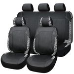 Flying Banner Synthetic Leather car seat Covers Full Set Front and Rear Bench Fashion Easy Installation Cup Holder Free (Black & Black Zebra Print, Low Bucket - Full Set)