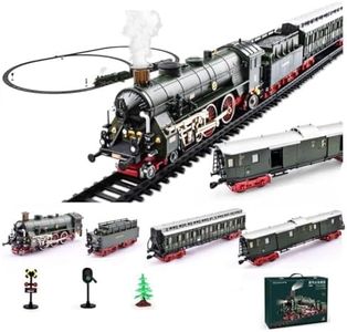 Christmas Train Set, Locomotive Train with Carriage and Long Track, Multiple Functions Electric Alloy Steam Train with Smoke, Light and Sound, 2025 Gifts for Adult
