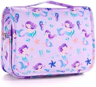 Vipdeal Kids Hanging Toiletry Bag for Girls and Boys, Mermaid-Purple, Kids Hanging Toiletry Bag for Girls