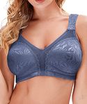 WingsLove Full Coverage Bras for Women Wirefree Non Padded Minimizer Bra Full Support Plus Size Bra Brassiere Femme（Grey Blue,38DDD