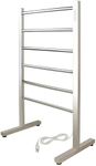 WarmlyYours Warmly Yours 6-Bar Ibiza Freestanding Electric Heated Bath Towel Warmer Rack, Polished, Plug-in, Silver