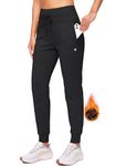 G Gradual Women's Fleece Lined Joggers High Waisted Water Resistant Thermal Winter Sweatpants Running Hiking Pockets, Black, Small