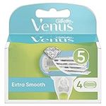 Gillette Venus Extra Smooth Razor Blades Women, Pack of 4 Razor Blade Refills, Lubrastrip with A Touch of Avocado Oils, SkinCushion Helps Protect From Shave Irritation