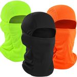 WTACTFUL 3 Pieces Balaclava Face Face Men, Ski Mask for Men, Summer Breathable Full Face Cover Mask for Motorcycle Cycling Skiing Outdoor Sports Fluorescent Orange Green Black