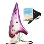 ZETONG Ceramic Ocarina 12 Hole Alto C Crackle Pattern Ocarina with Text Book and Protective Bag, Perfect for Beginners and Professional Performance (Purple)