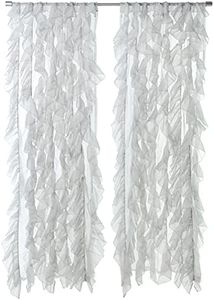 Sweet Home Collection 2 Pack Window Panel Sheer Voile Vertical Ruffled Waterfall Curtains