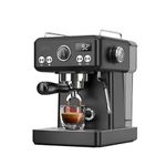 HiBrew H10A Programmable Espresso Machine - Stainless Steel with Matte Black Finish, Adjustable Temperature & Cup Volume, 1.8L Removable Water Tank, Steam Wand for Milk Frothing