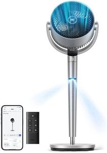 DREO Smart Fan for Bedroom, Position-based Oscillation, 150°+120° 3D Oscillating Fan, 110ft Pedestal Fans with Wi-Fi/Voice/Remote, Standing Fans Work with Alexa/Google, 9 Speeds, 6 Modes, 25dB, Silver