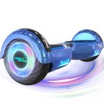 MEGA MOTION Hoverboard, 6.5 inches with Bluetooth Speaker and LED Lights on Wheels, Suitable for Kids and Teens (Blue)