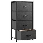 YITAHOME Chest of Drawers with 4 Drawers,Bedroom Drawers, Fabric Dresser with Wood Top,Drawer storage unit for for Bedroom, Living room, Kids room,Black Grey