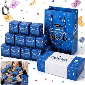 Graduation Gift Box for Cash, DIY Money Holder with Surprise Pop Up Design, Explosion Box for Grad Party, Birthdays and Proposals (Blue-20PC)
