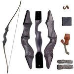 SinoArt 60" Takedown Longbow Archery Wooden Archery Bow Included Fur Rest Pad Stringer Tool Tab String Nocks Right Hand for Hunting or Target(Right Hand,50lbs)