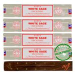 Original Satya Nag Champa White Sage Incense Sticks | with M&J incense sticks holder | x4 pack | for Aromatherapy, Spa, Yoga, Weddings, Meditation, Healing, Positivity and Relaxation