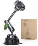 miracase Heavy Duty Aluminum Alloy Car Phone Holder for Magsafe, CNC Machined Metal Arm w/Friction Lock Joint & Large Vacuum Suction Cup, 360° Rotatable Windshield Holder for iPhone & All Smartphones