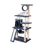 Go Pet Club Everyday Value 53in Cat Tree Kitty Tower Kitten Scratcher Condo House Furniture with Hammock and Tunnel Indoor Cat Activity Center, Gray