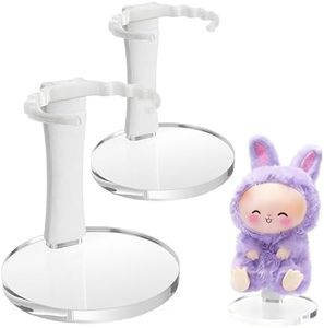 MDOWOK Adjustable Doll Stand for Sitting & Standing Positions - Premium Acrylic Base Display Holder for 3-7" Figures, (White, 2-Pack)