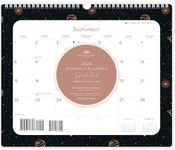 2025 Celestial Spiral Calendar Pad Organizer by Bright Day, 8" x 10", Twin Wire Binding for Hanging, 16 Months, Sep. 2024 - Dec. 2025