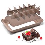 joeji's Kitchen Brownie Tin Tray with Dividers - Quick Heating Traybake Tin Carbon Steel Non Stick - 3 Piece Pan Set with Removable Base - 18 Slot Brownies Cutter - 31 x 20cm