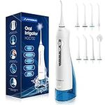 Hangsun Water Flosser Cordless Oral Irrigator Rechargeable Dental Water Jet HOC700 for Teeth Braces with 300ML Water Tank and 8 Jet Tips for Travel & Home Use