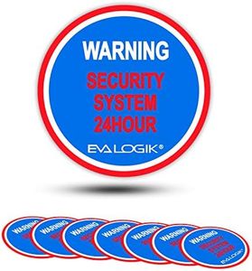 EVA LOGIK Home Warning Security System Stickers,Home Protection Warning,Round Door & Window Alarm Decals, 2.8 X 2.8 Inch Vinyl Stickers-8 Pack