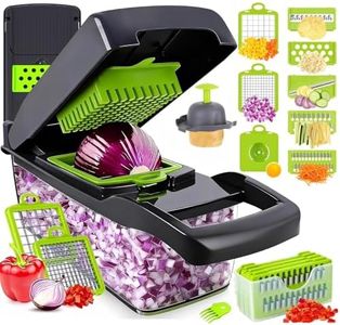 Putsea Multifunctional Vegetable Chopper Pro – Putsea 7 Stainless Steel Blades for Onion, Garlic, Fruits – Ergonomic Kitchen Gadget with Container, Easy Clean, Time Saving Food Cutter and Dicers