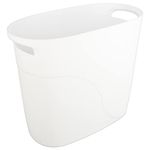 JiatuA Plastic Small Trash Can Slim Waste Basket with Handles 3.2 Gallon Narrow Garbage Container Bin for Bathroom, Bedroom, Kitchen, Home Office Under Desk, Dorm, Laundry Room, Kids Room, White