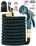 Evolpor 150FT Expandable Garden Hose with10 Functions Spray Nozzle, 45M Flexible Hose Pipe with 3/4"&1/2" Metal Connectors, Leakproof Expanding Hose with 4-Layer Latex Core, Easy Storage, Kink-Free